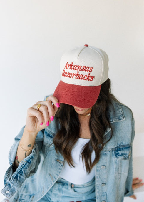 Arkansas 3D Script Canvas Trucker Hat